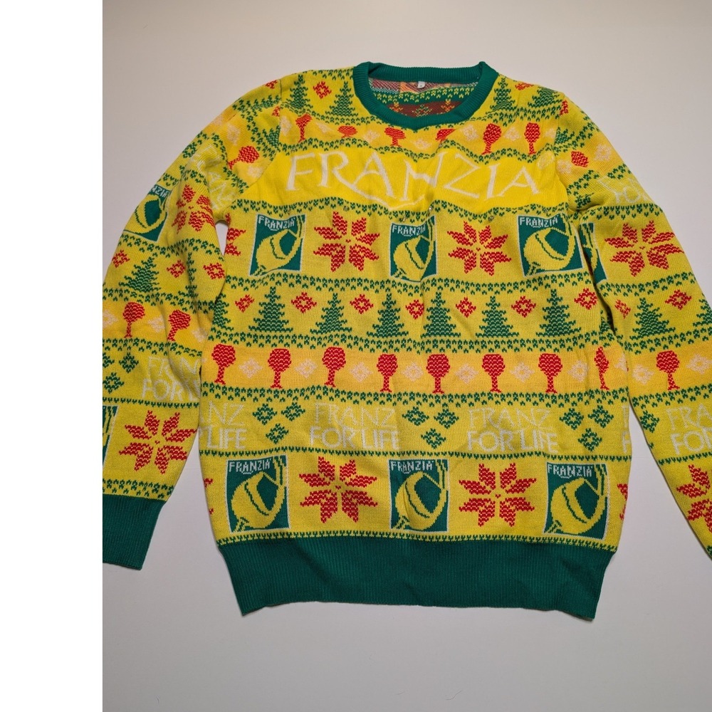 Franzia Light‎ Up Ugly Christmas Sweater Yellow Green Franz For Life Womens S
